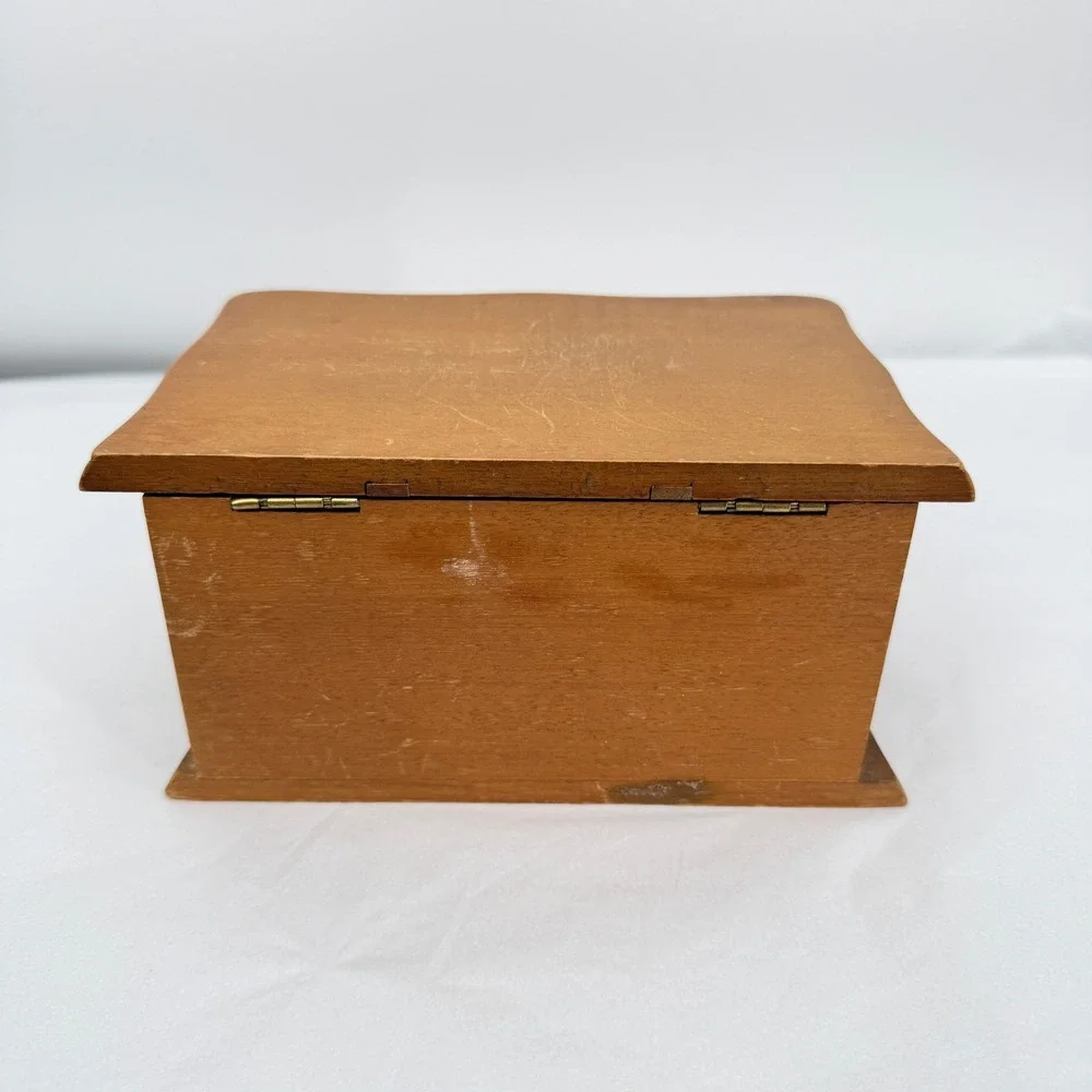 Price Imports Wooden Jewelry Box Mirror Drawer VTG Felt Lined Retro‎ Vanity